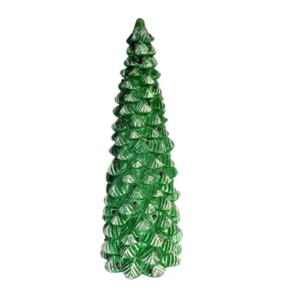 Metallic Green Christmas Tree Candle Vintage Holiday Decor Retro Holiday Decor - Picture 2 of 16